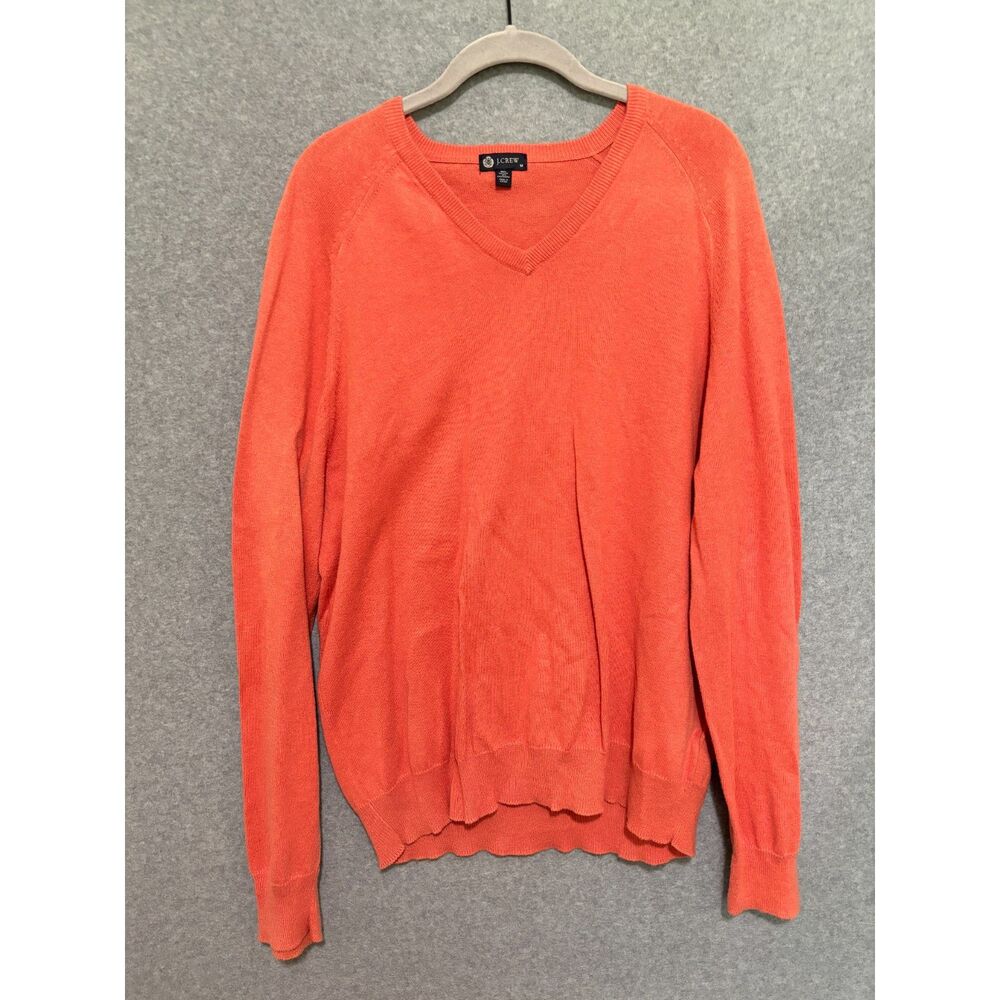 J.Crew Men’s Medium Cotton Cashmere V Neck Sweater Orange Preppy Vols Dressy